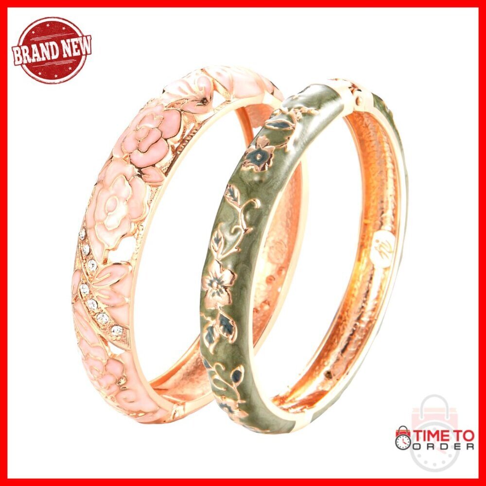 Vintage Enamel Flower Cuff Bangles Handcrafted Alloy Jewelry Elegant Retro
